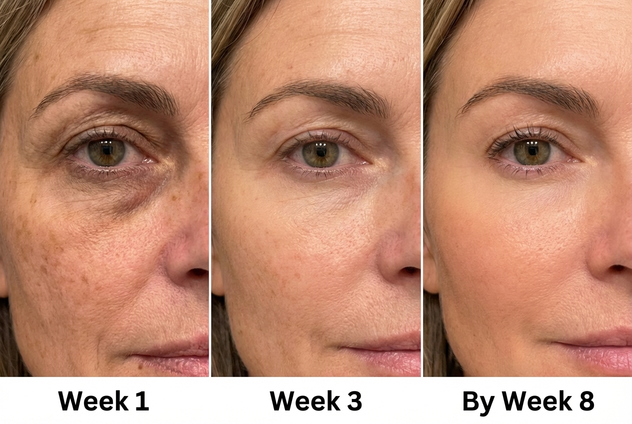 Week by week comparison — Week 1, Week 3, By Week 8